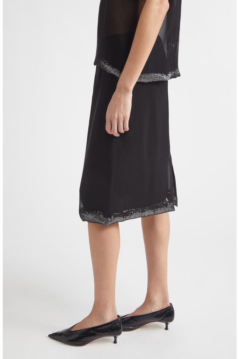 Sidney Glitter Hem Sheer Silk Skirt, Alternate, color, BLACK