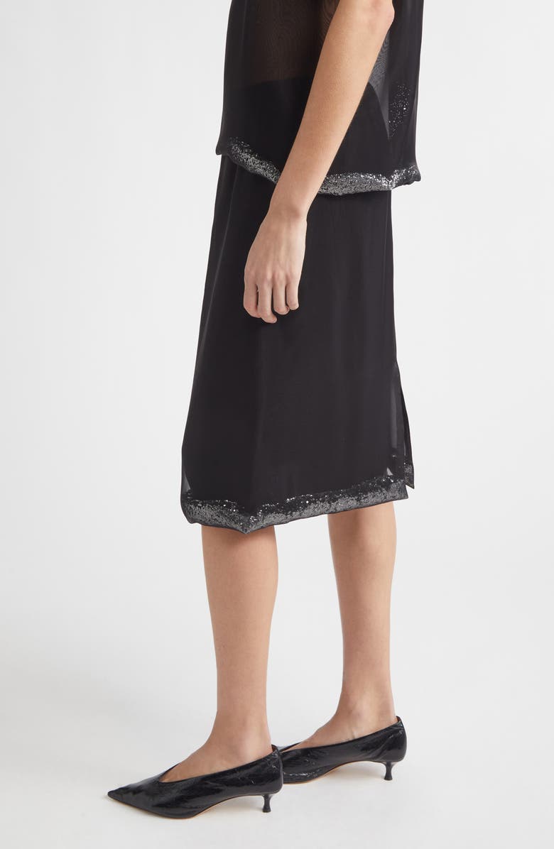 JULIE KEGELS Sidney Glitter Hem Sheer Silk Skirt, Alternate, color, Black