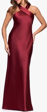 Xscape Evenings Halter Neck Satin Trumpet Gown