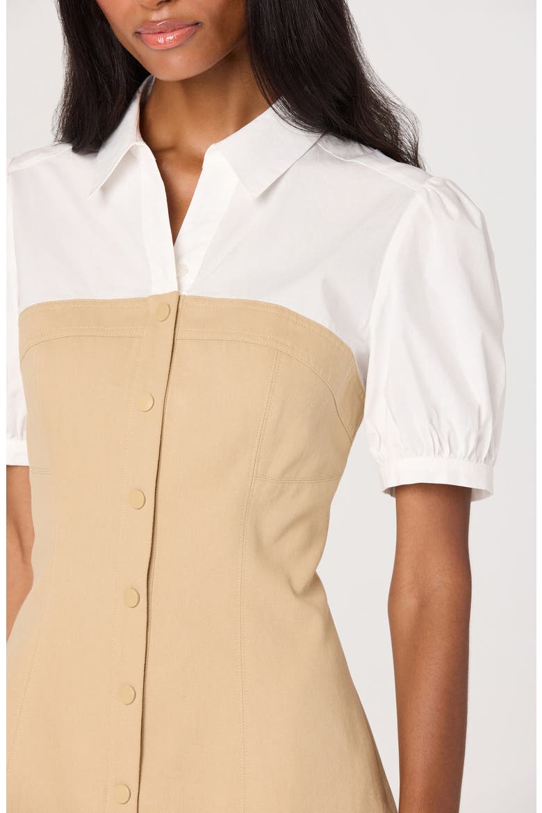 Joseline Colorblock Shirtdress, Alternate, color, WHITE TAN
