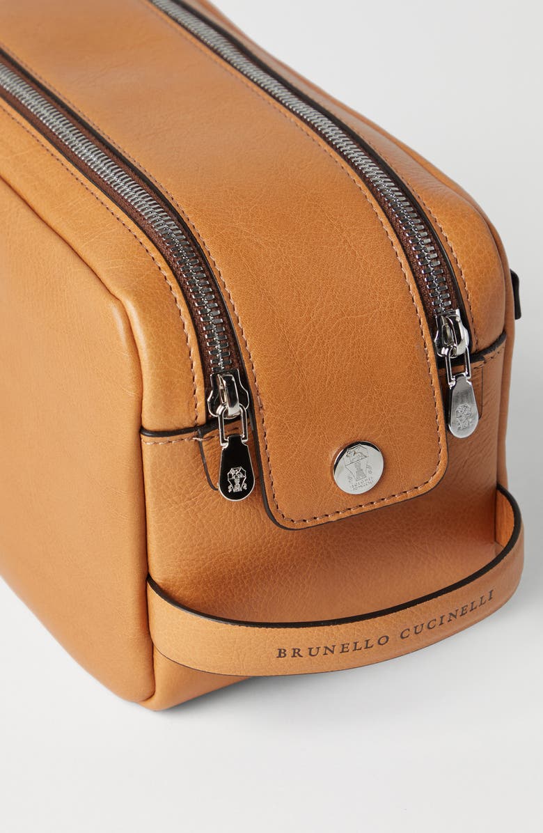 Brunello Cucinelli Beauty case with double zipper, Alternate, color, Natural