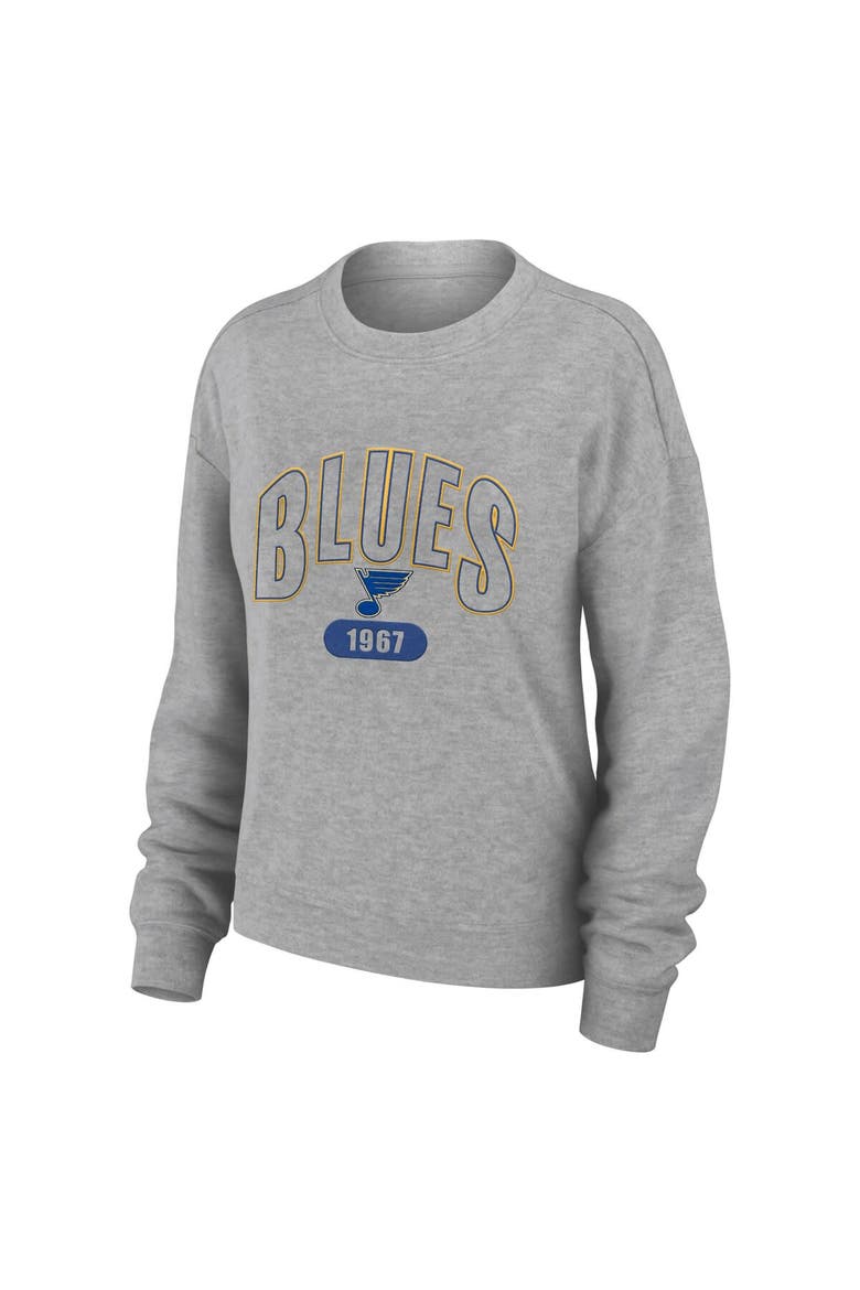 Women's WEAR by Erin Andrews Heather Gray St. Louis Blues Knit Long Sleeve Tri-Blend T-Shirt & Pants Sleep Set, Alternate, color, Heather Gray