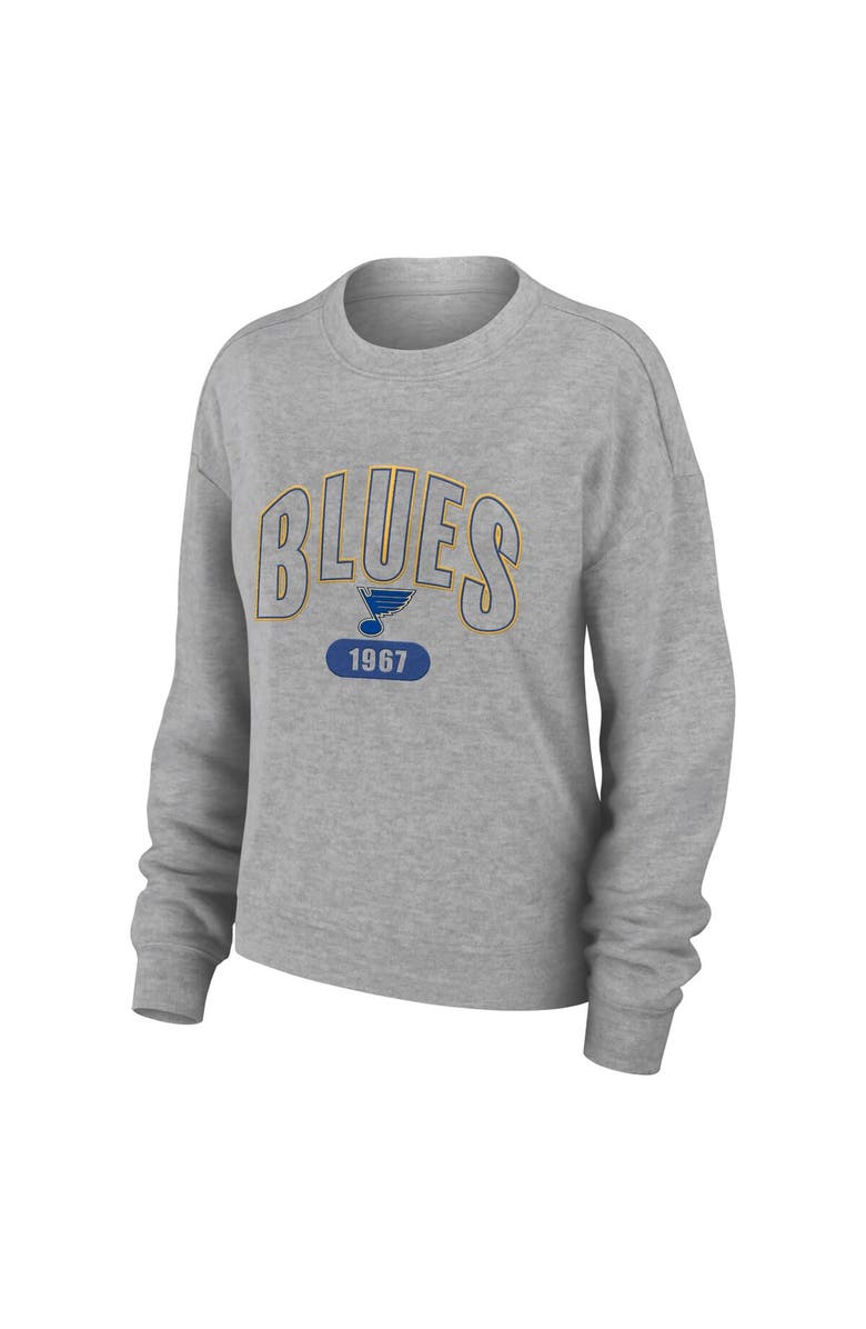 WEAR by Erin Andrews Women's WEAR by Erin Andrews Heather Gray St. Louis Blues Knit Long Sleeve Tri-Blend T-Shirt & Pants Sleep Set, Alternate, color, Heather Gray