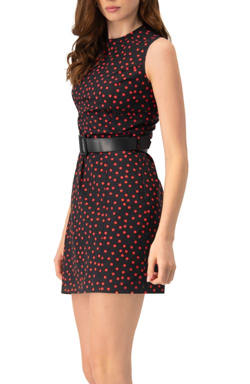 Ivonne Sleeveless Polka Dot Shift Dress In Black