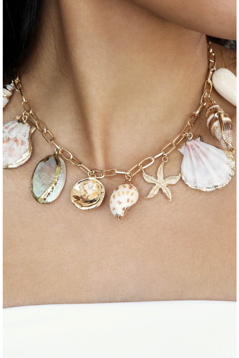 Private Island Shell Necklace, Alternate, color, GOLD