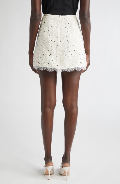 Giambattista Valli Polka-dot Lace-trim Mini Skirt In White