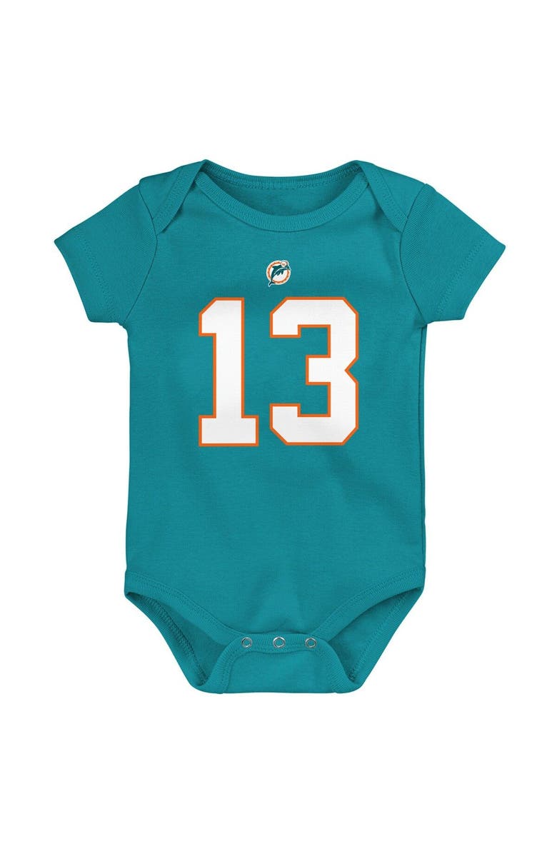 Mitchell & Ness Newborn & Infant Mitchell & Ness Dan Marino Aqua Miami Dolphins Retro Name & Number Bodysuit, Alternate, color, Aqua