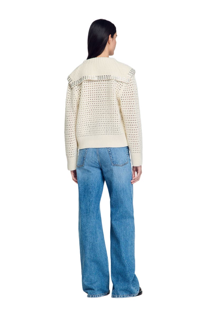 SANDRO Sailor-neck wool sweater, Alternate, color, 