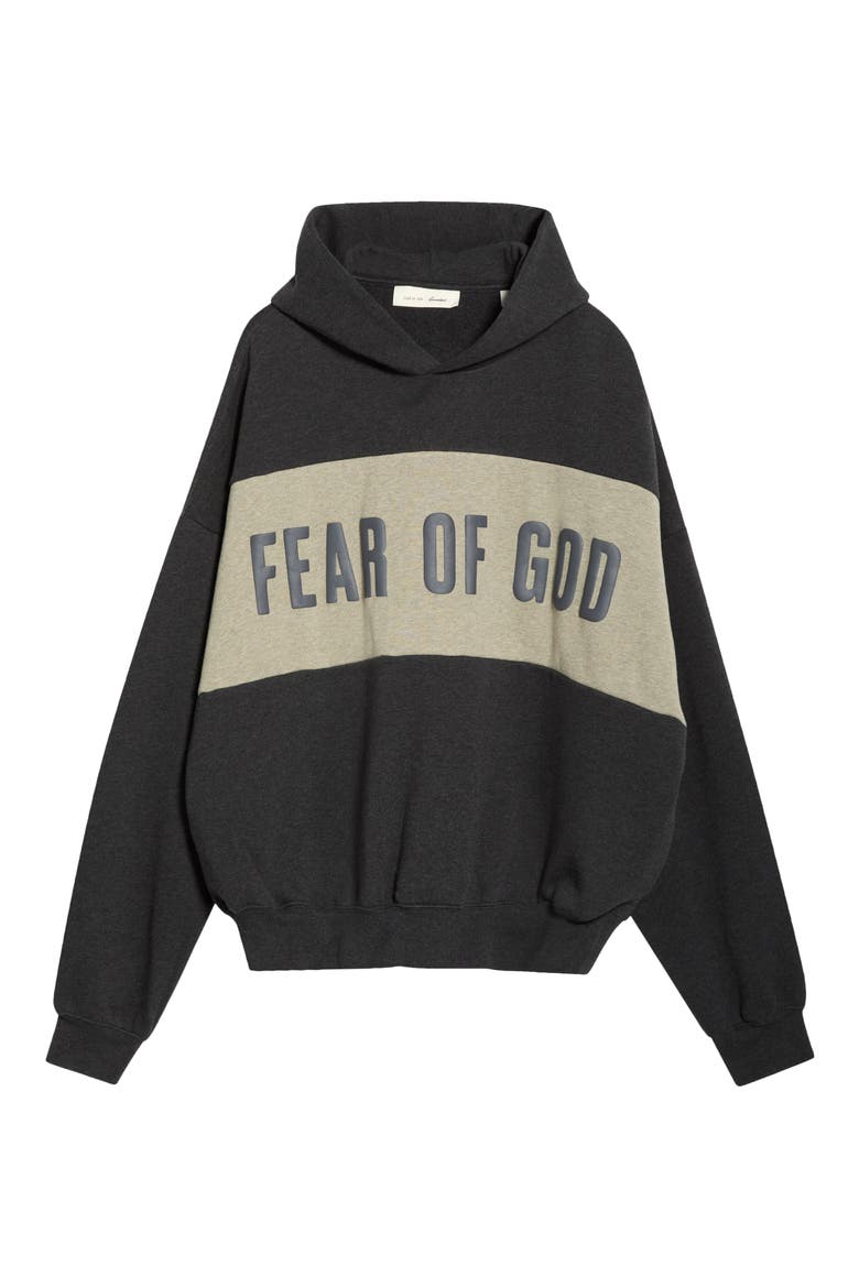 Paneled Relaxed Crop Hoodie, Alternate, color, IRON GREY HEATHER/SEAL HEATHER