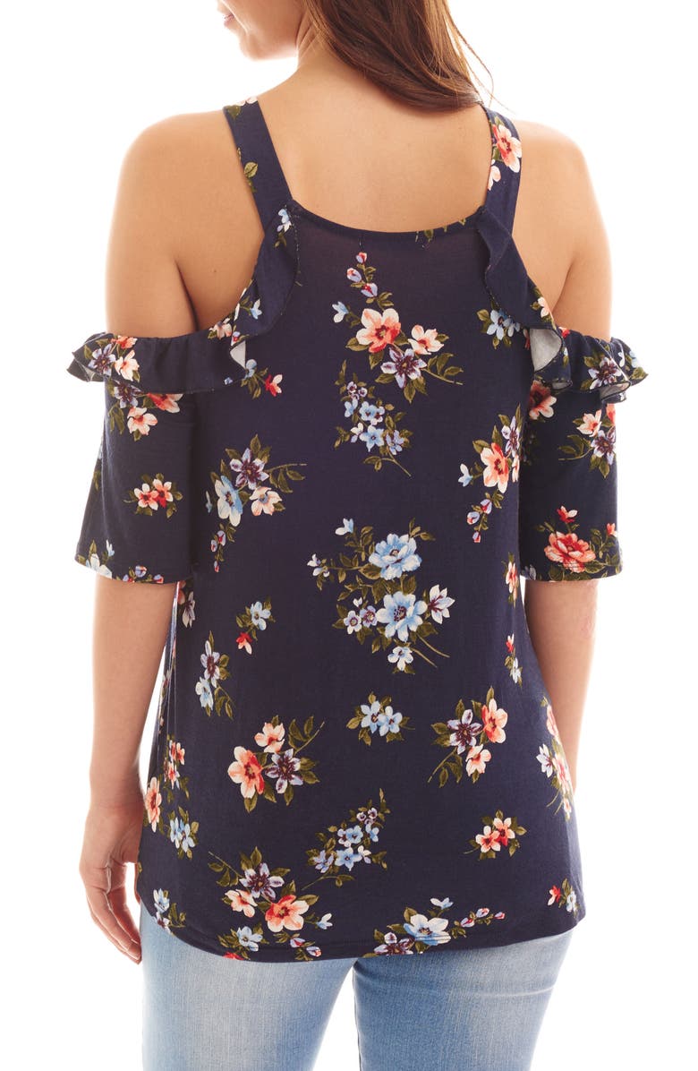 Everly Grey Megan Ruffle Cold Shoulder Maternity/Nursing Top, Alternate, color,