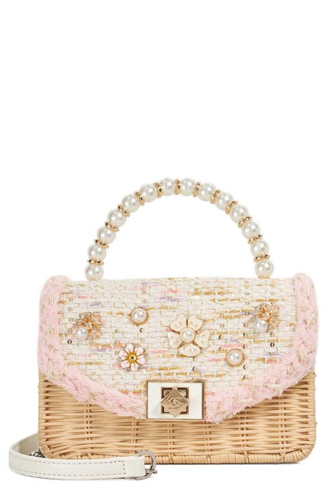 Blooms Woven Rattan Shoulder Bag
