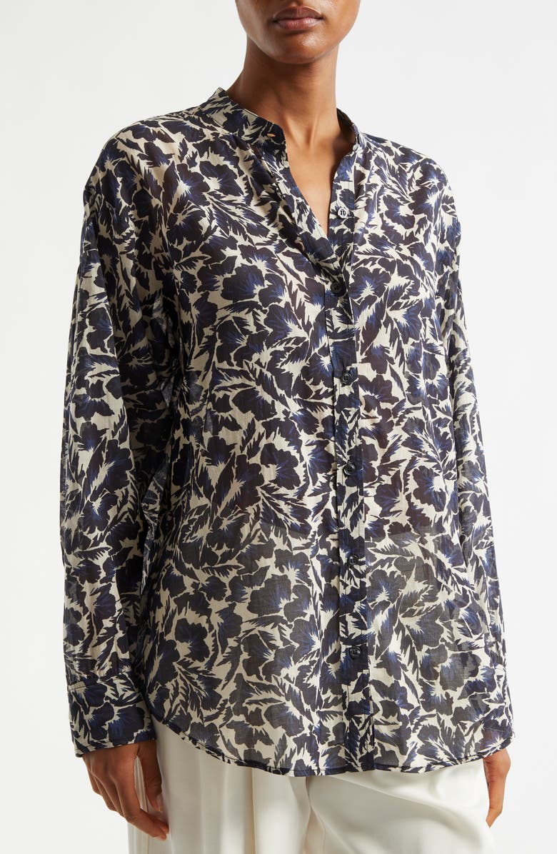 A.L.C. Dylan Floral Print Long Sleeve Shirt, Alternate, color, Navy/ Cream