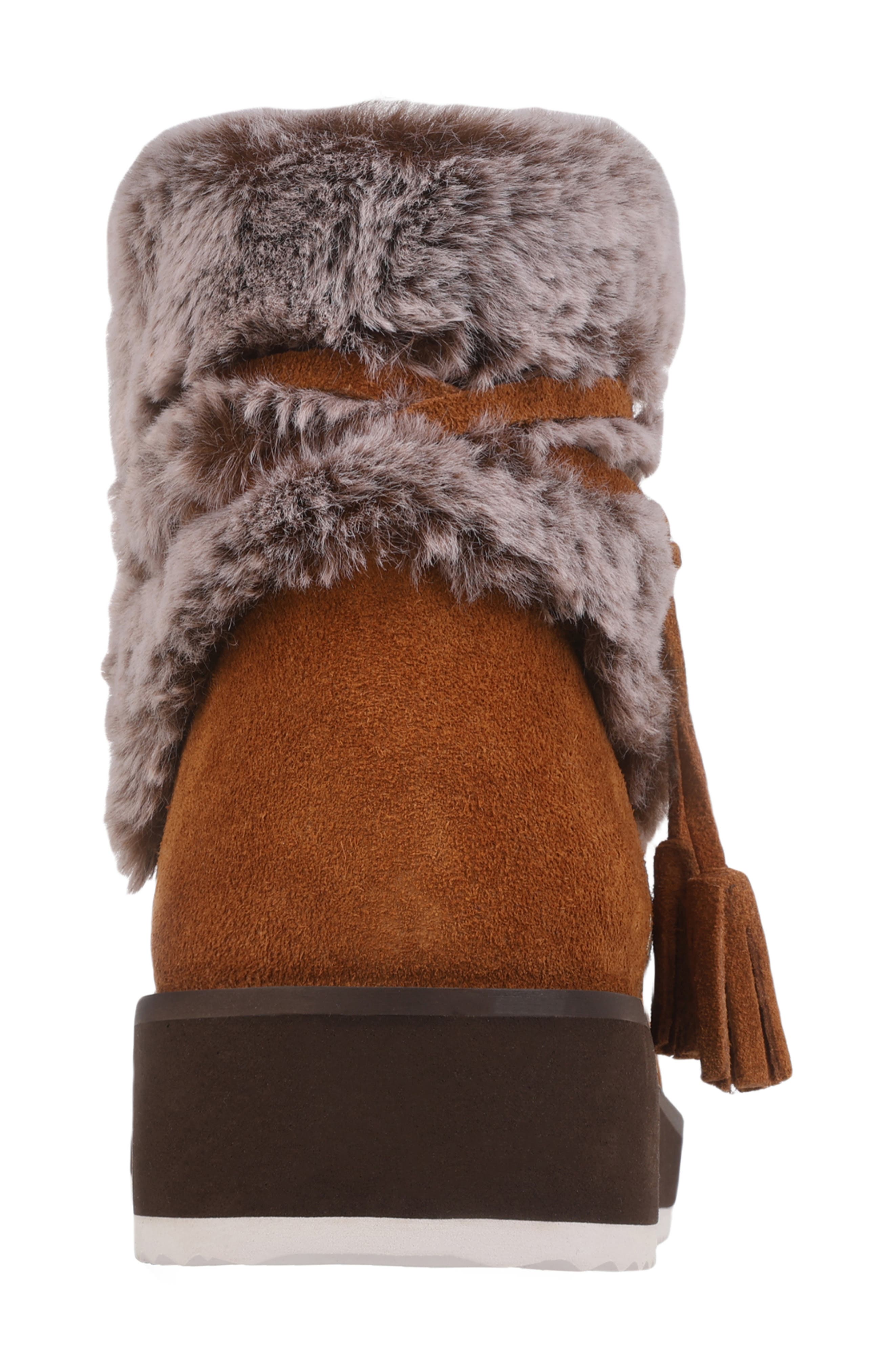 Mykos Suede Faux Fur Cuff Boot, Alternate, color, Hickory