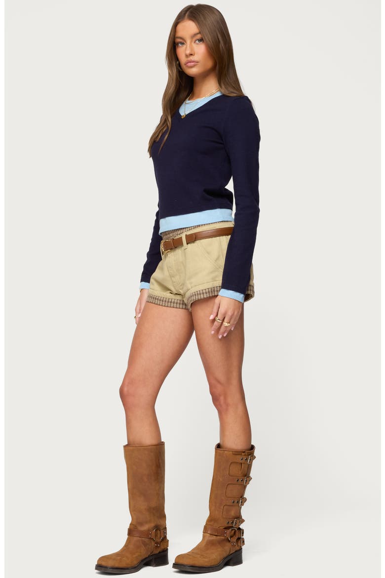 Marthie Faux Layered Sweater, Alternate, color, NAVY