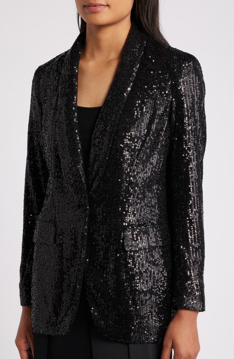 Anne Klein Sequin Shawl Collar Blazer, Alternate, color, 