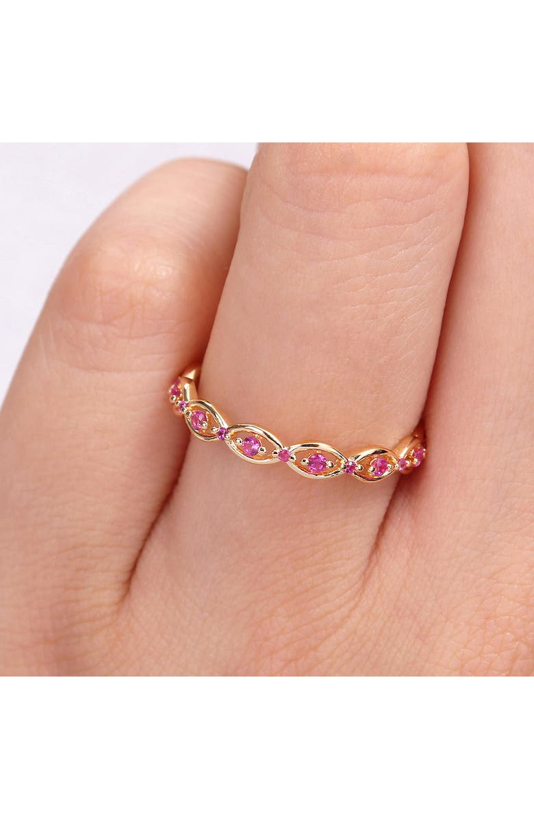 DELMAR Sterling Silver Created Ruby Eternity Band Ring, Alternate, color,