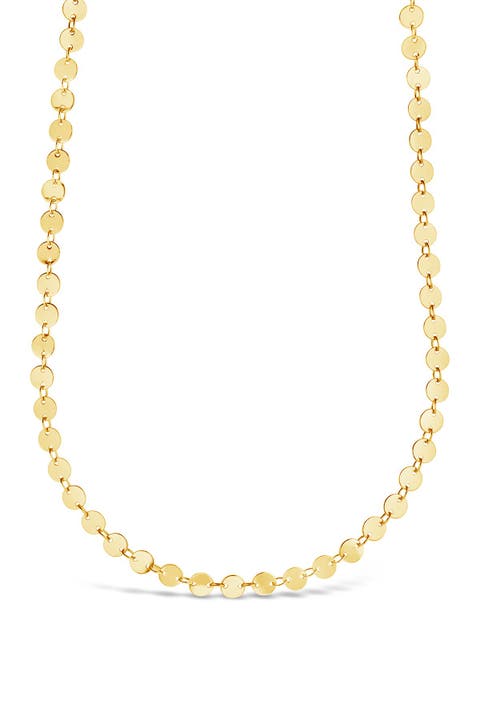 Round Disc Long Chain Necklace