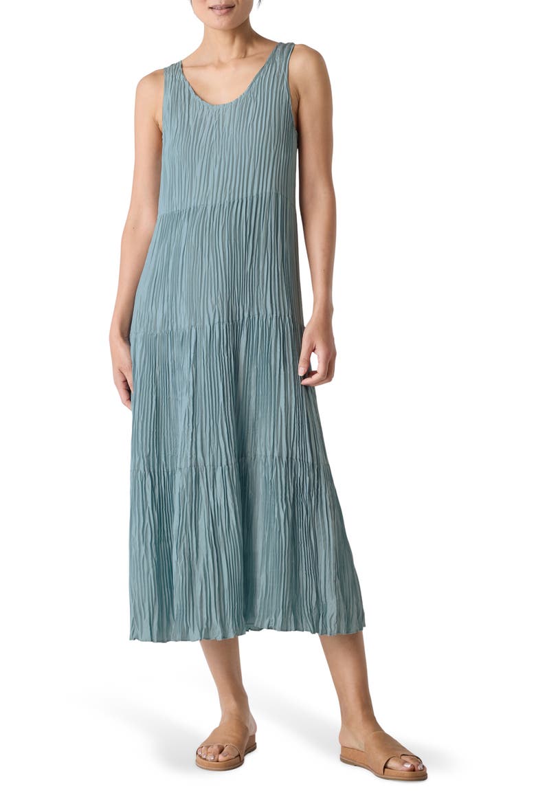 Sleeveless Tiered Silk Maxi Dress, Main, color, SEAFOAM