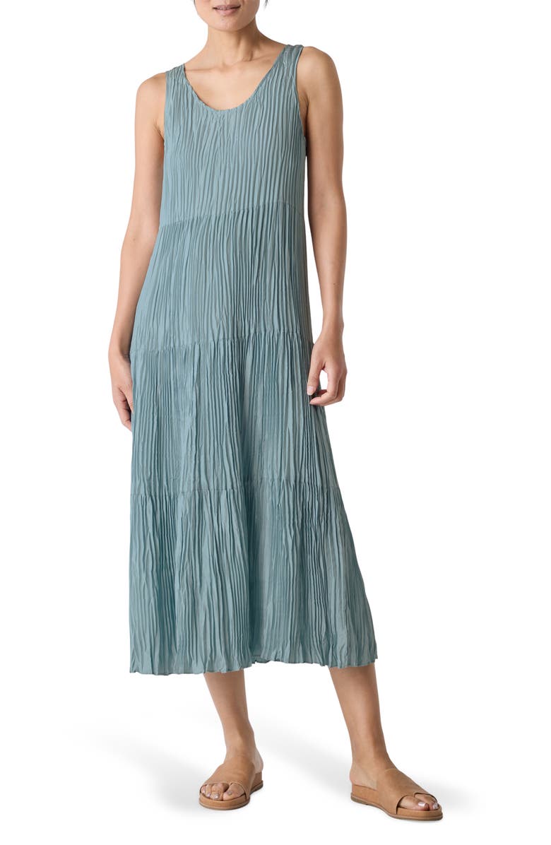 Eileen Fisher Sleeveless Tiered Silk Maxi Dress, Main, color, 