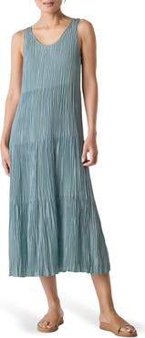 Eileen Fisher Sleeveless Tiered Silk Maxi Dress