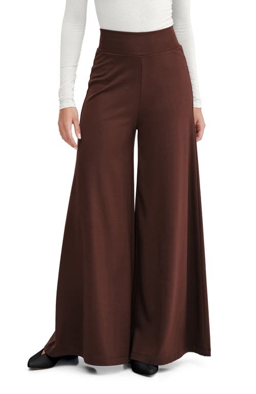 Marcella Georgia High Waist Wide Leg Ponte Knit Pants In Brown