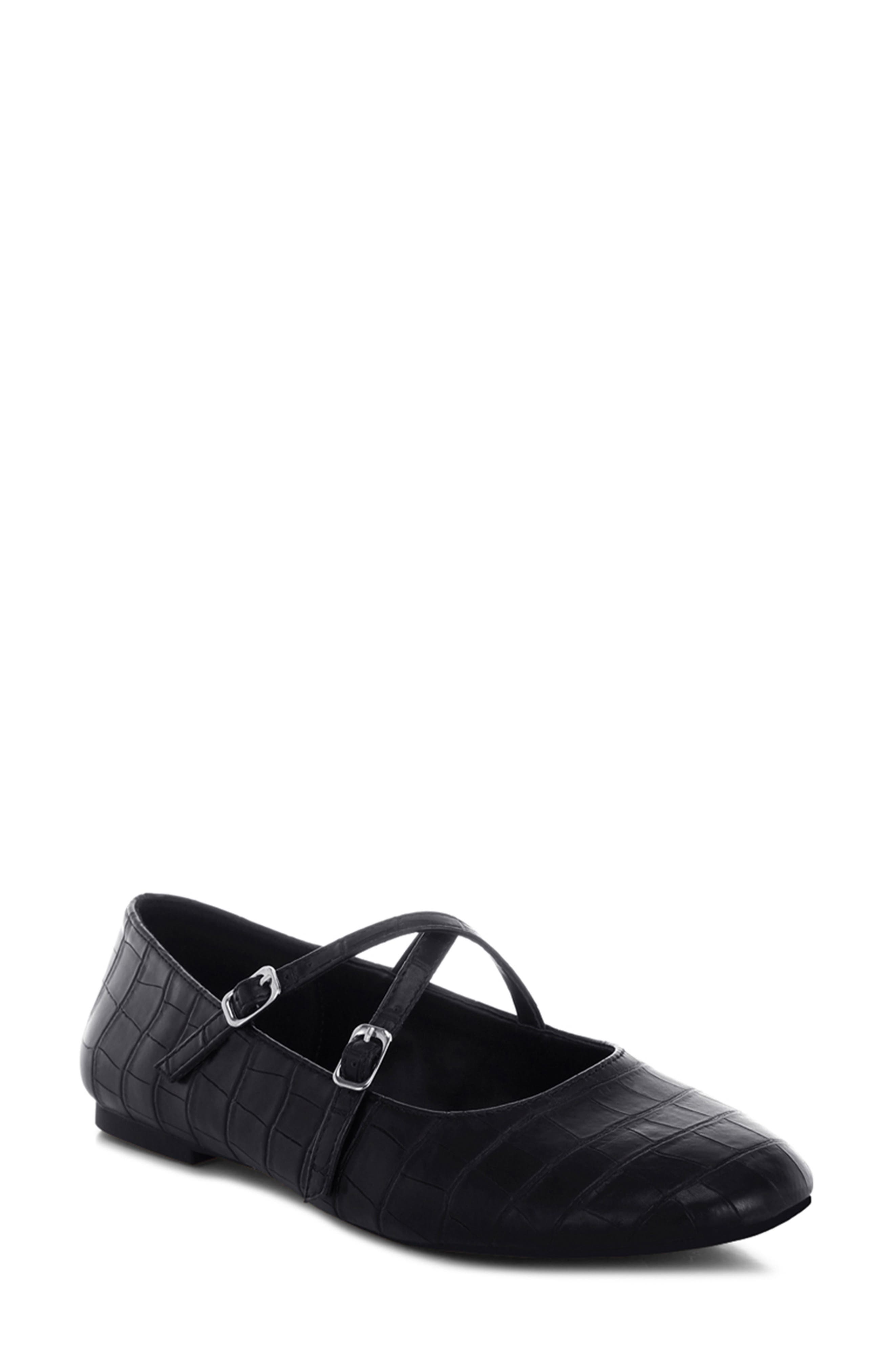 Chirola Croc Embossed Mary Jane Flat