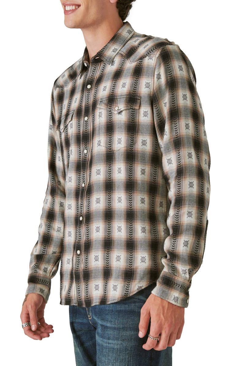 Lucky Brand Plaid Dobby Western Snap-Up Shirt, Alternate, color, 