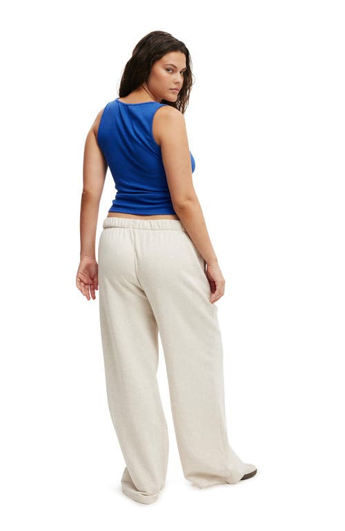 Cotton On Classic Fleece Wide Leg Sweatpant In Oatmeal Marle