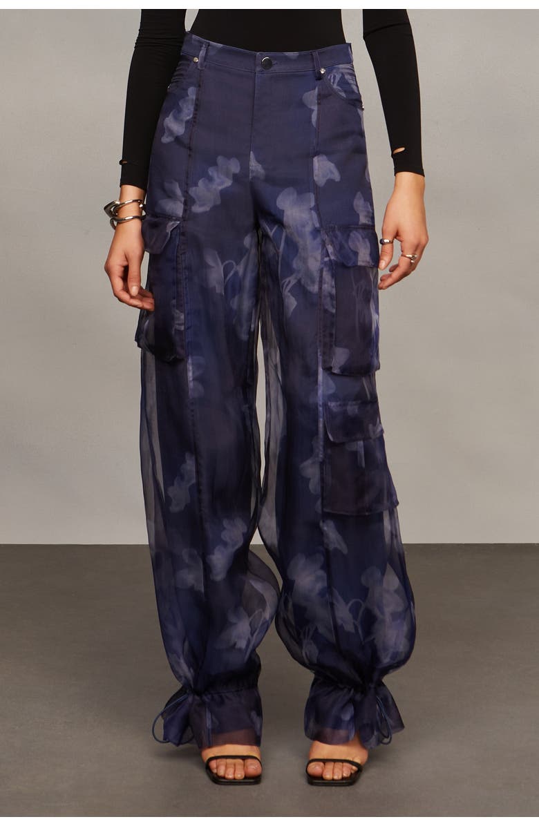 AMUR Bridgette Organza Cargo Pants, Alternate, color, Indigo Luminescent Lily