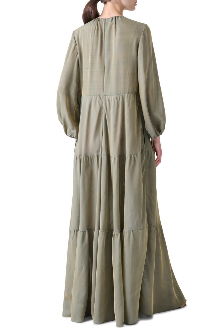 Boho Long Sleeve Tiered Maxi Dress, Alternate, color, KHAKI