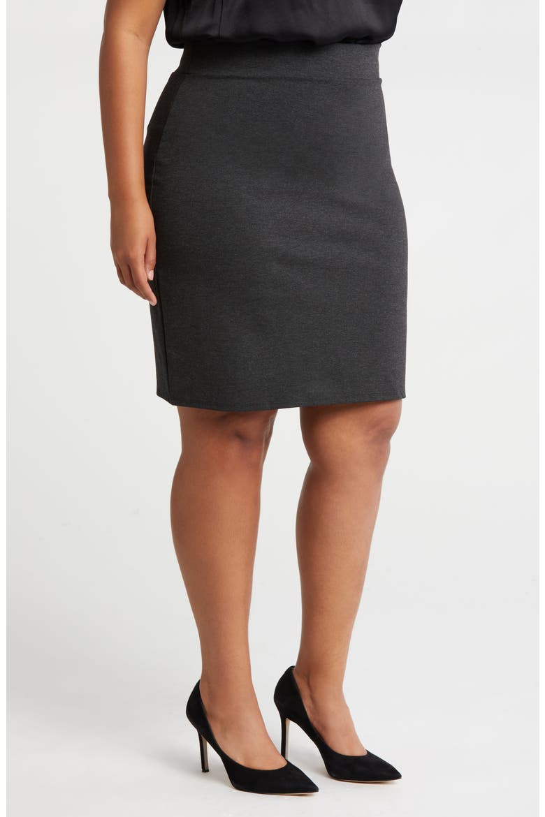 Solid Color Elastic Waist Stretch Skirt, Alternate, color, CHARCOAL