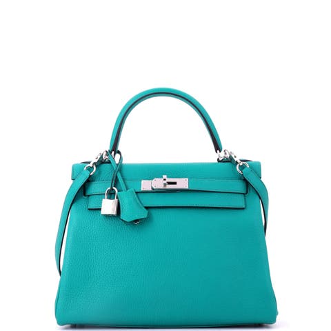 Kelly Handbag Blue Clemence with Palladium Hardware 28