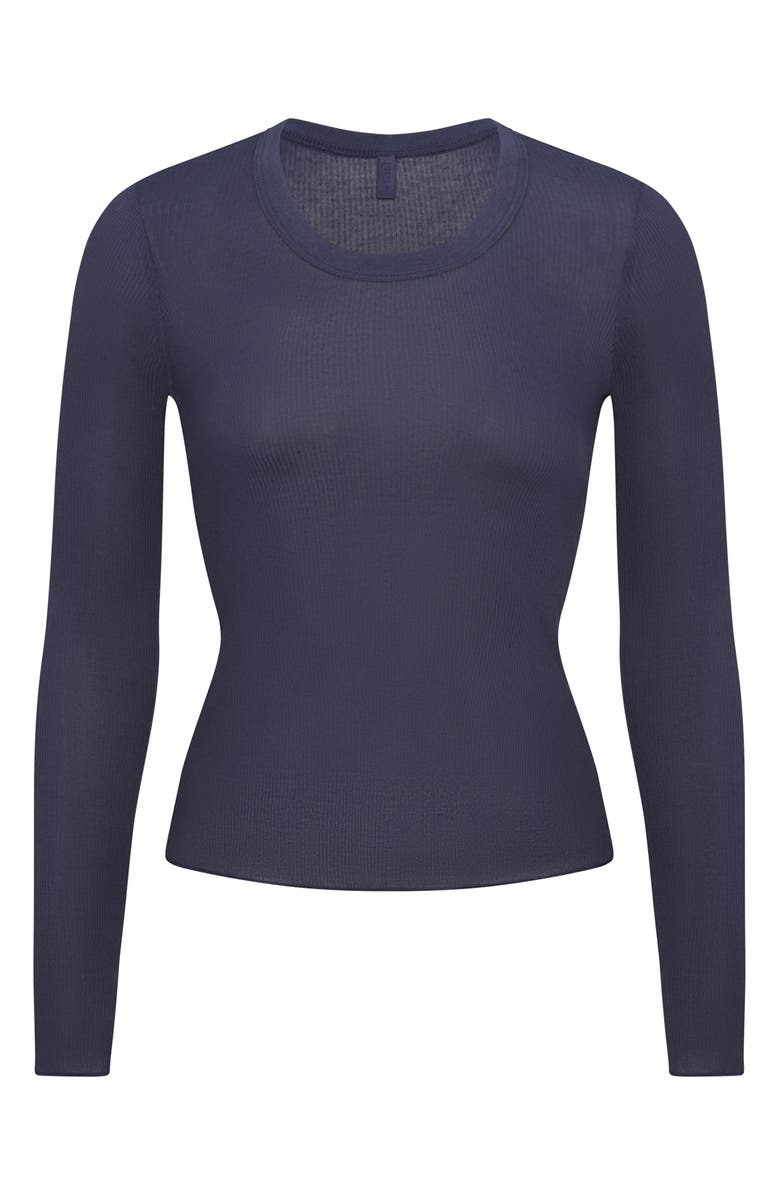 SKIMS Wide Crewneck Long Sleeve Top, Alternate, color, Sleet