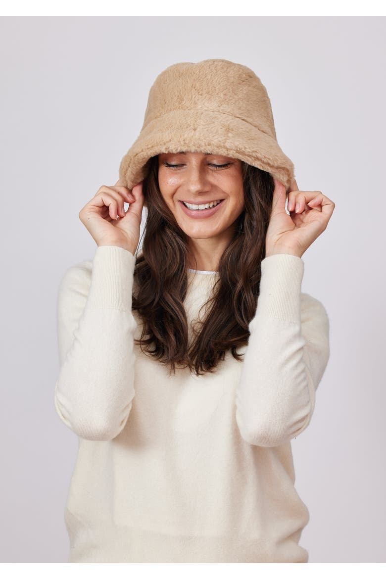 Faux Fur Bucket Hat, Alternate, color, Tan
