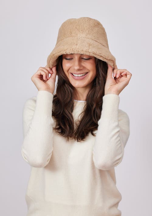 Hat Attack Faux Fur Bucket Hat In Brown