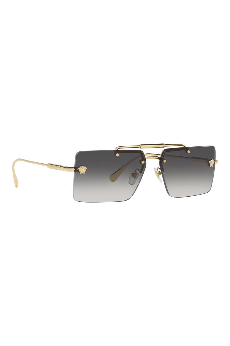 60mm Gradient Rectangular Sunglasses, Alternate, color, GOLD/GRAY