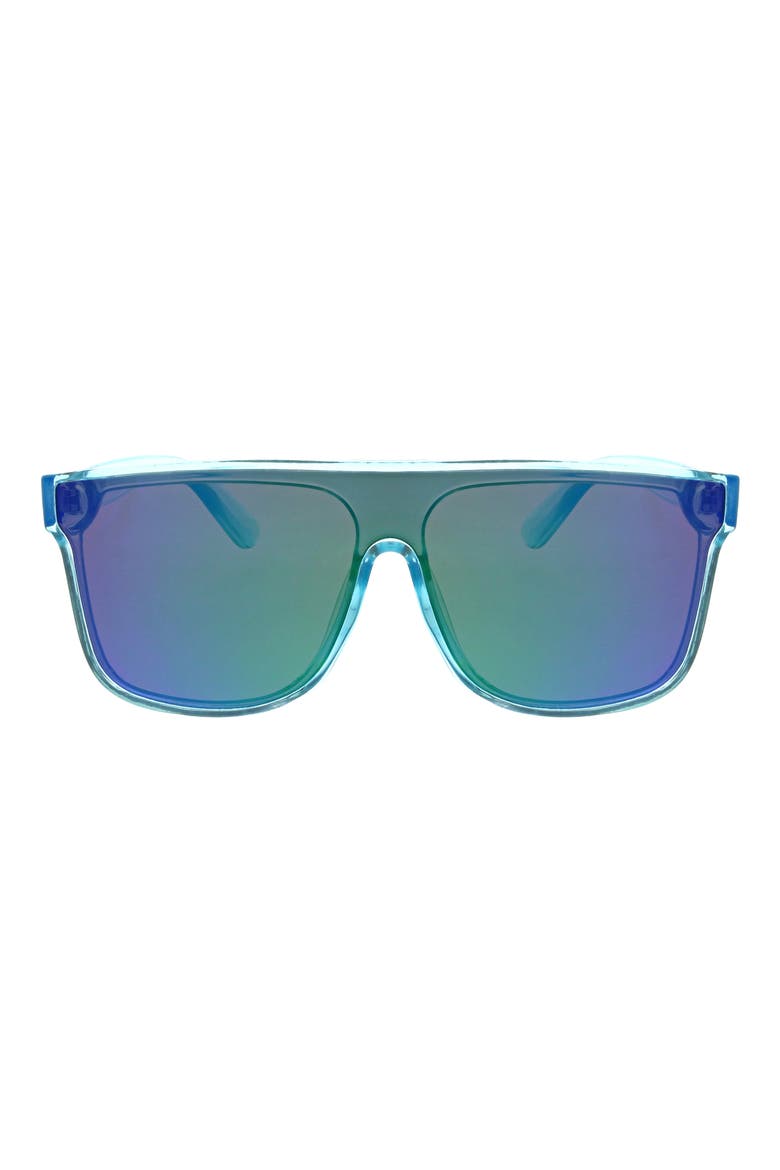 Flat Top Shield 130mm Polarized Sunglasses, Main, color, BLUE