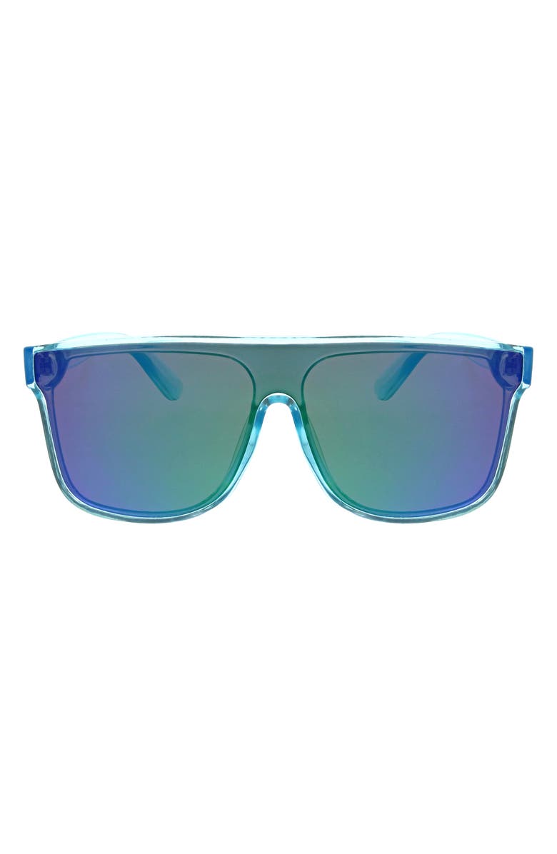 Hurley Flat Top Shield 130mm Polarized Sunglasses, Main, color, Blue