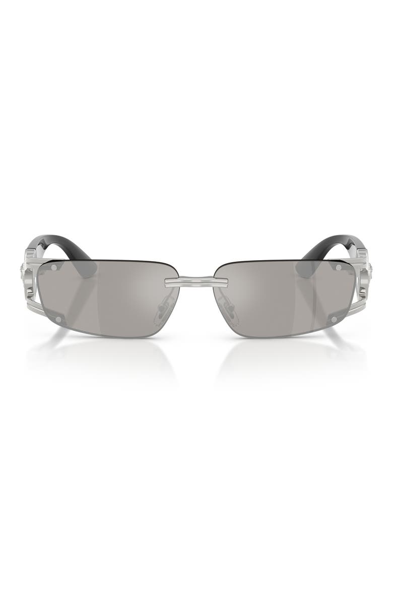 59mm Rectangular Sunglasses, Main, color, SILVER / GREY MIRROR SILVER