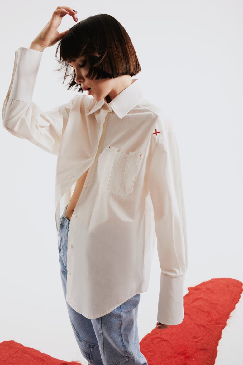 Cotton Long Sleeve Shirt, Alternate, color, White