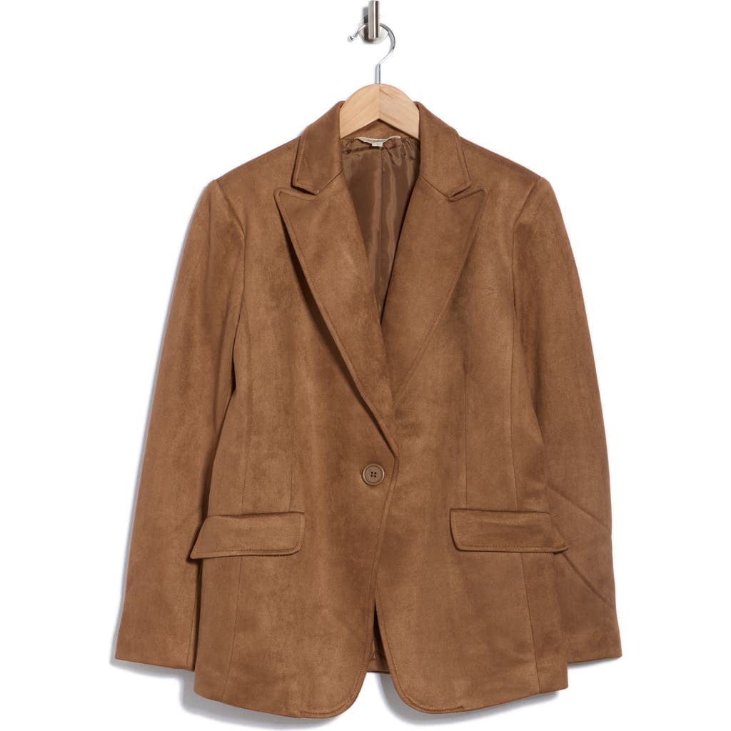 Max Studio Faux Suede Blazer In Brown