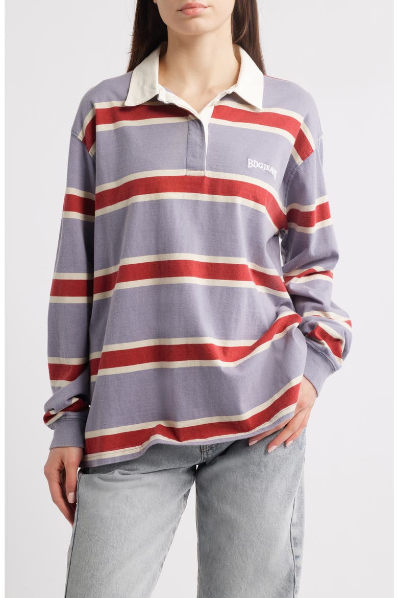 Stripe Cotton Rugby Shirt, Main, color, BLUE STRIPE