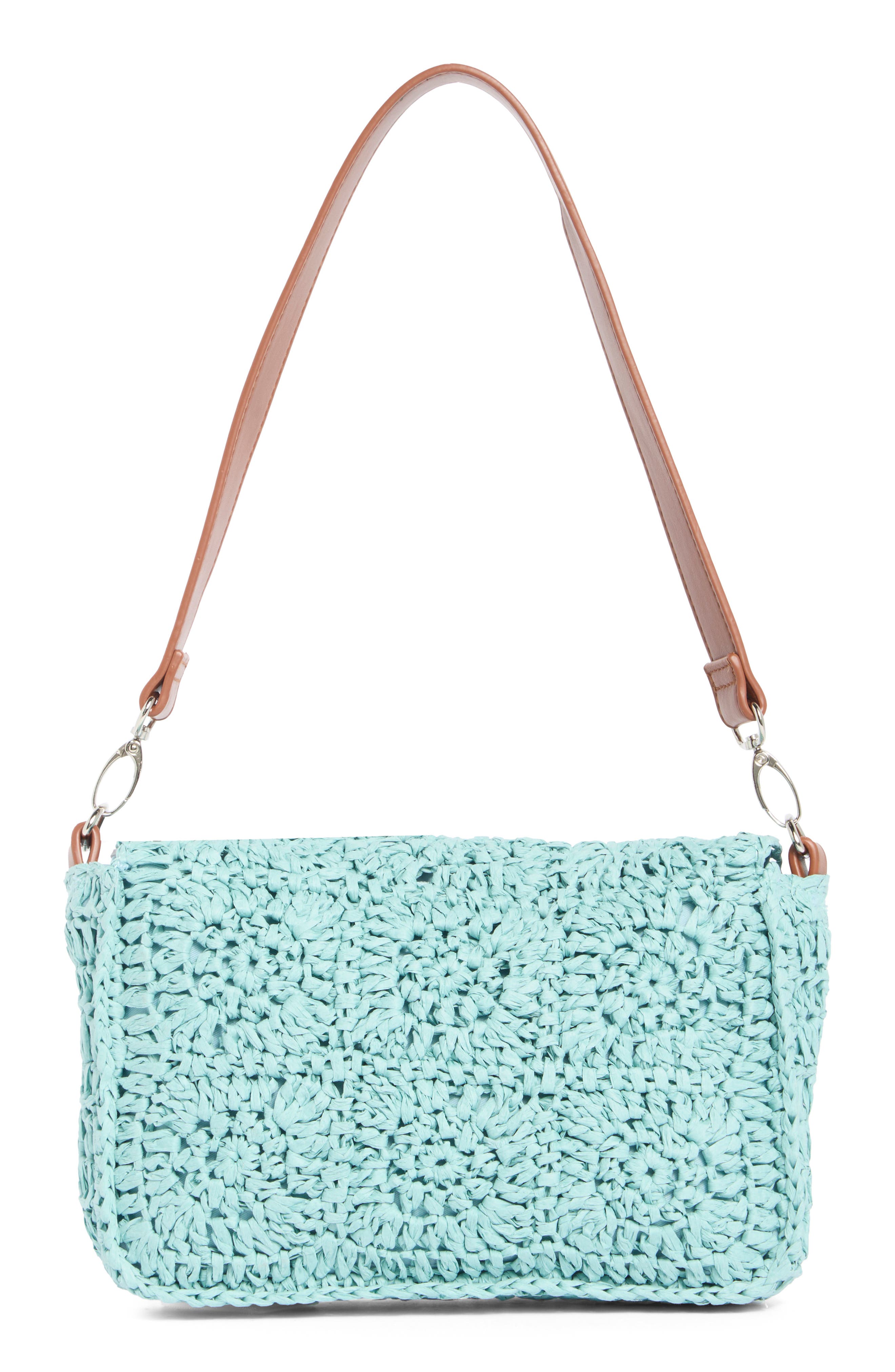 Crochet Square Shoulder Bag, Alternate, color, BLUE