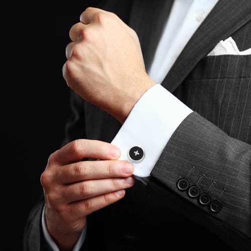 Jan Leslie Gemstone Button Sterling Cufflinks In Black