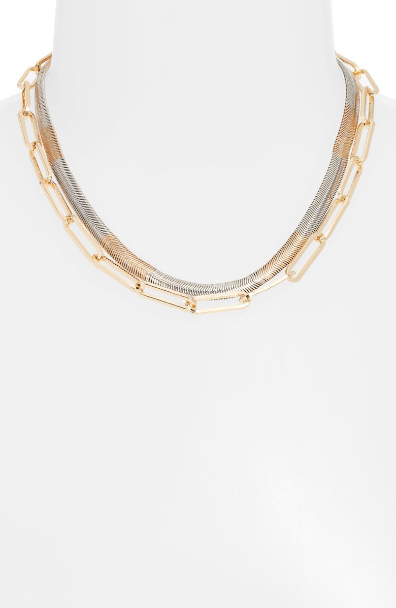 Nordstrom Layered Chain Necklace, Alternate, color, Rhodium- Gold