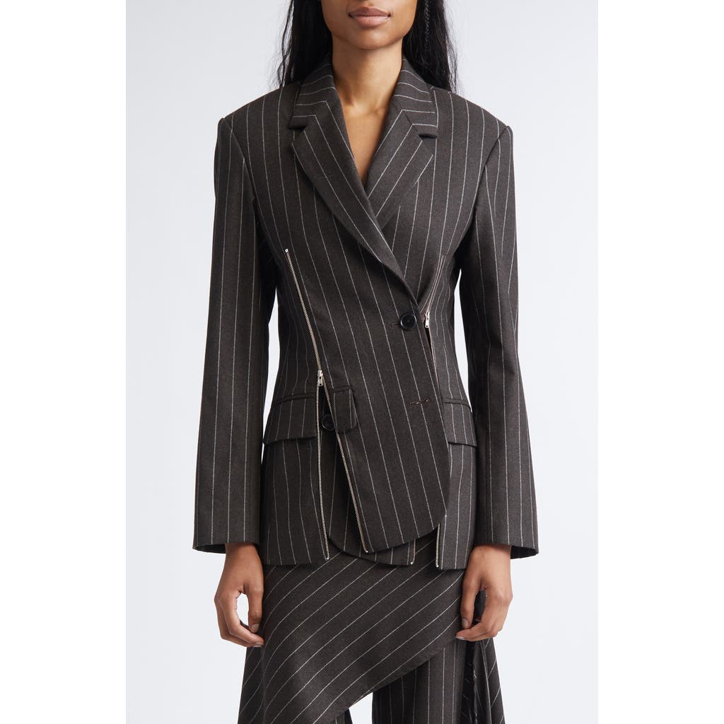 Monse Deconstructed Pinstripe Stretch Wool Blazer In Black