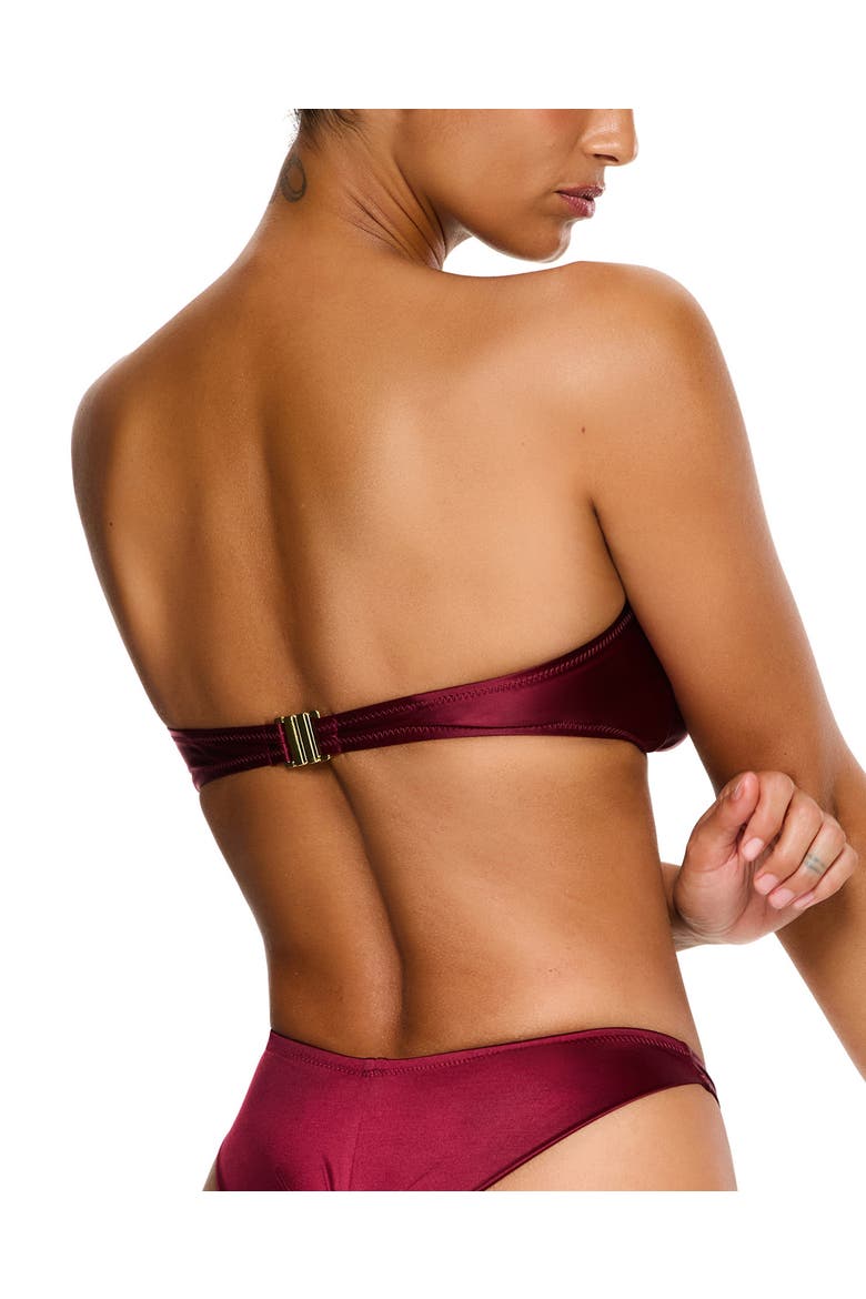 Satin Royale Bandeau Bikini Top Swimsuit, Alternate, color, Bordeaux