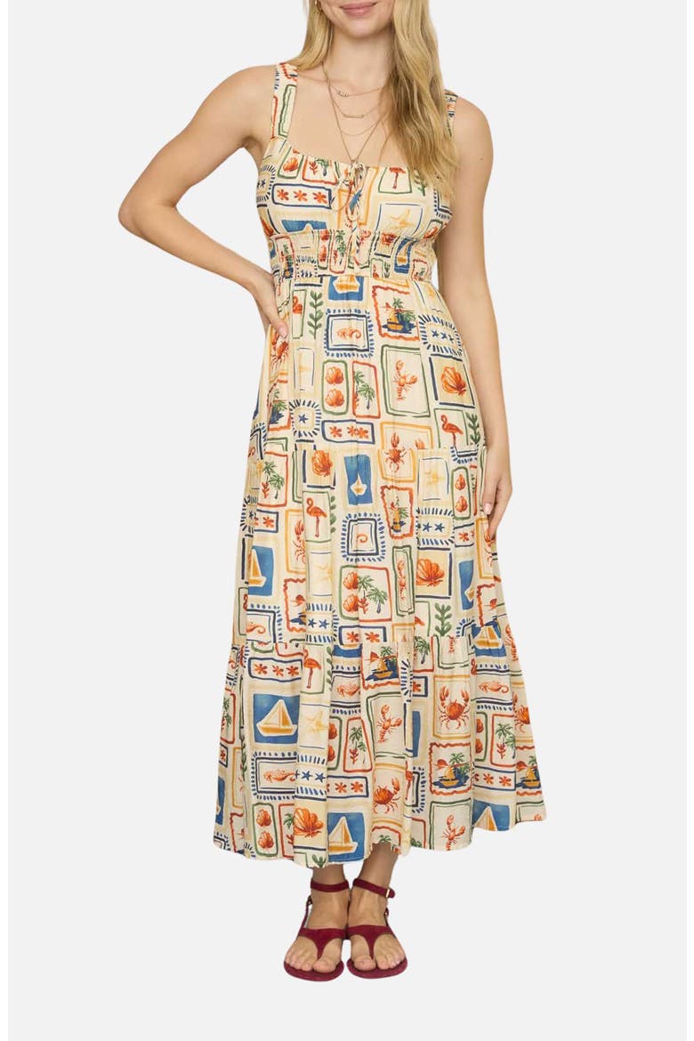 Mixed Print Sleeveless Maxi Dress, Main, color, OATMEAL MULTI
