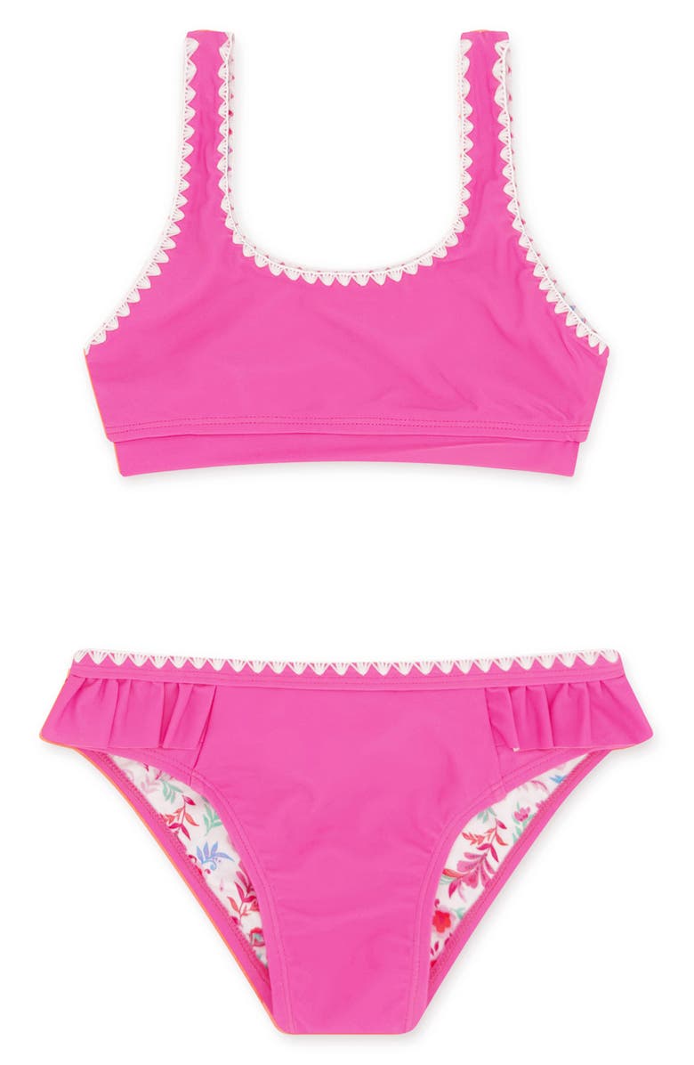Feather 4 Arrow Kids' 4 The Frill of It Whipstitch Trim UPF 50+ Two-Piece Swimsuit, Main, color,
