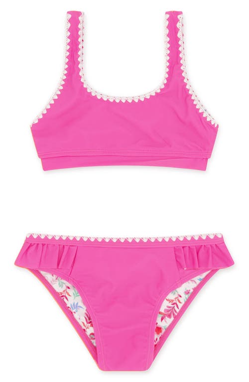 Feather 4 Arrow Babies' Kids' 4 The Frill Of It Whipstitch Trim Upf 50+ Two-piece Swimsuit In Pink